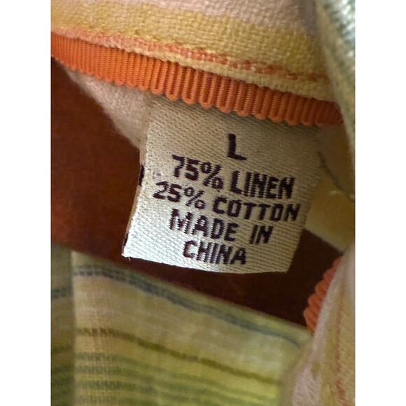 Tommy Bahamas Multi Striped Pattern Button Up Linen Blend Vacation Shirt Large - Picture 4 of 9